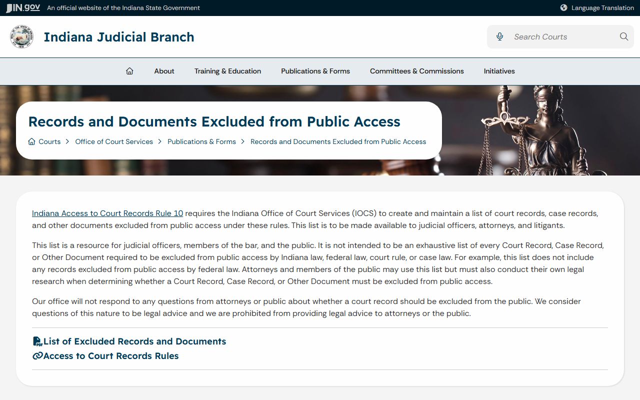 Jennings County court records excluded court records publication