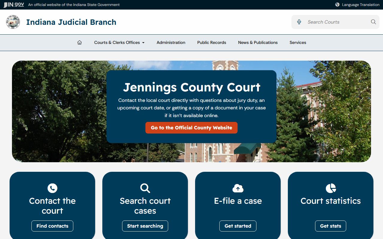 Jennings County court records Indiana Judicial Branch local court page