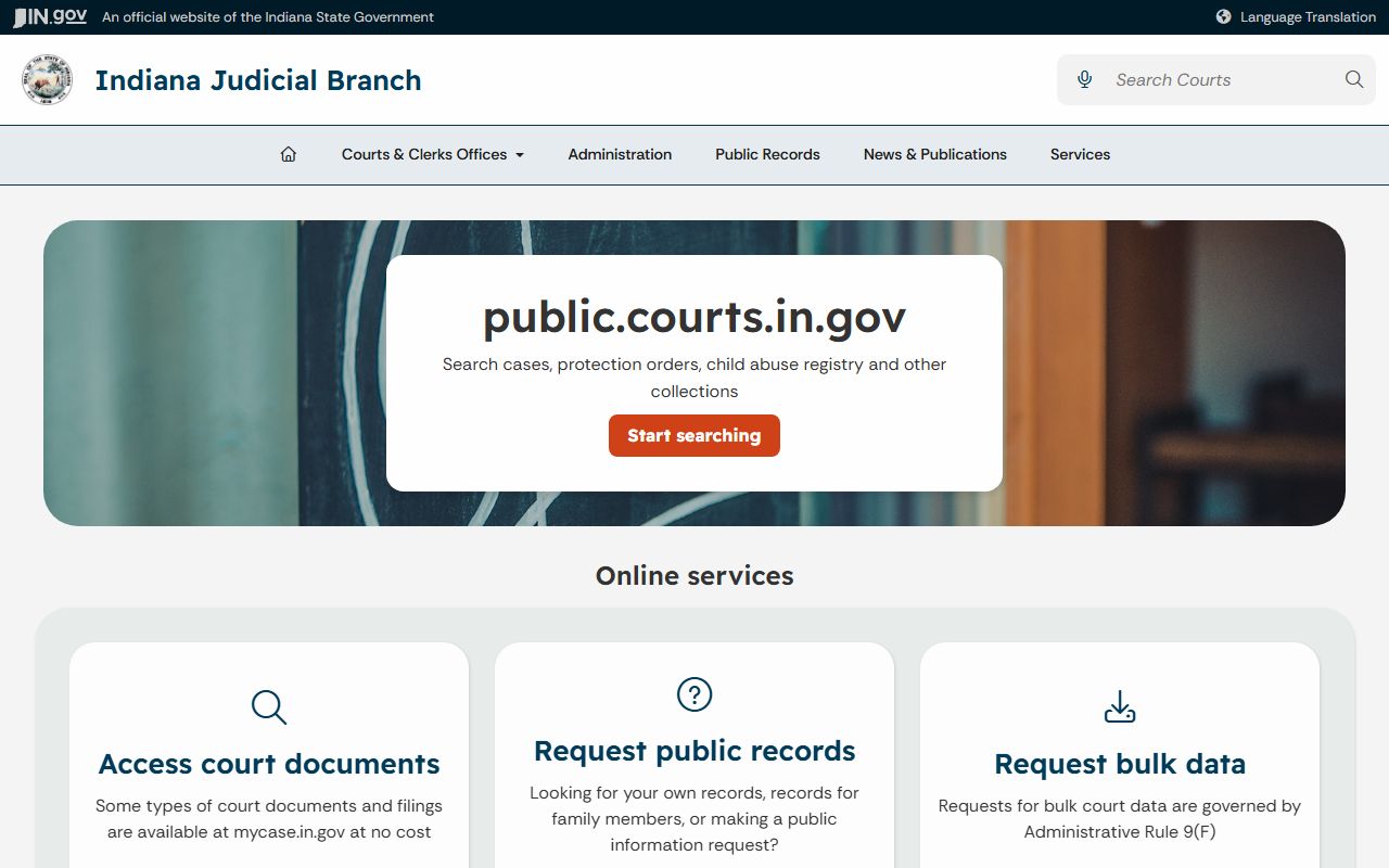 Jennings County court records Indiana public records access page
