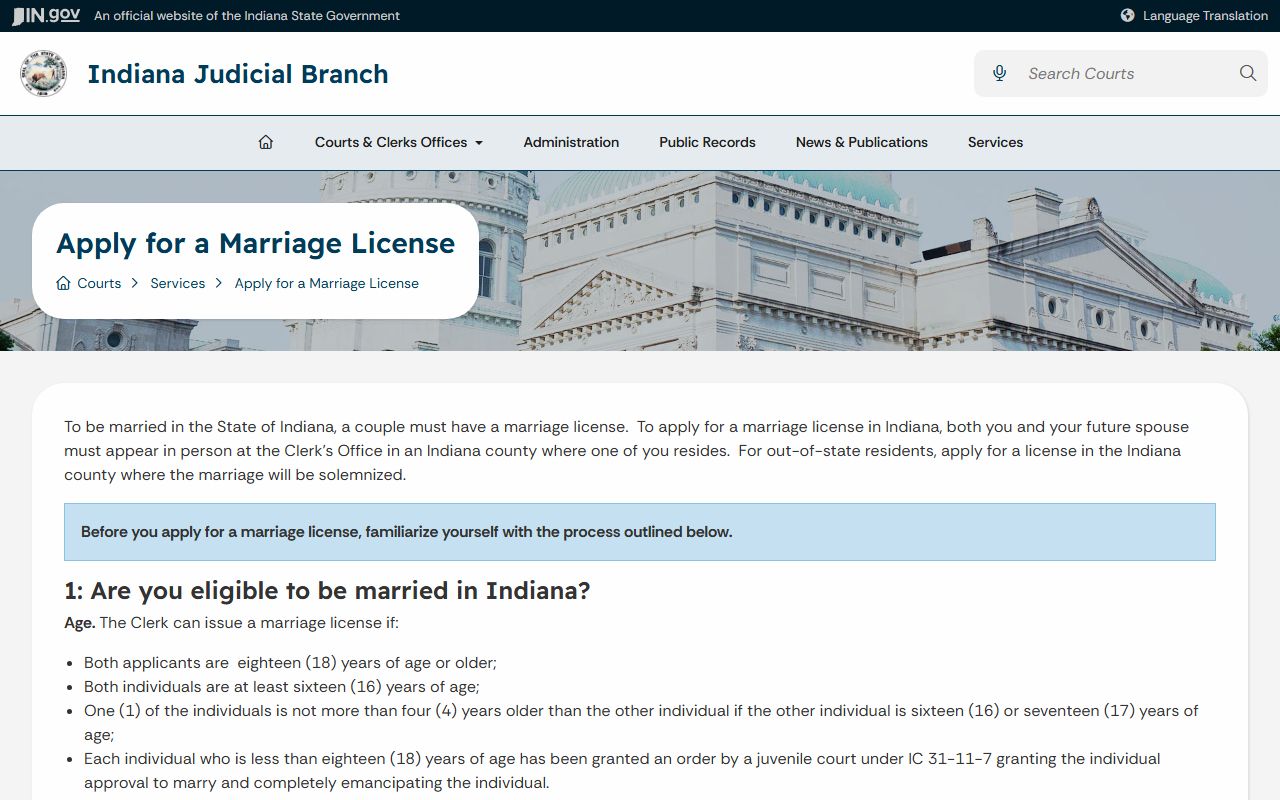 Jennings County marriage records Indiana marriage license application information