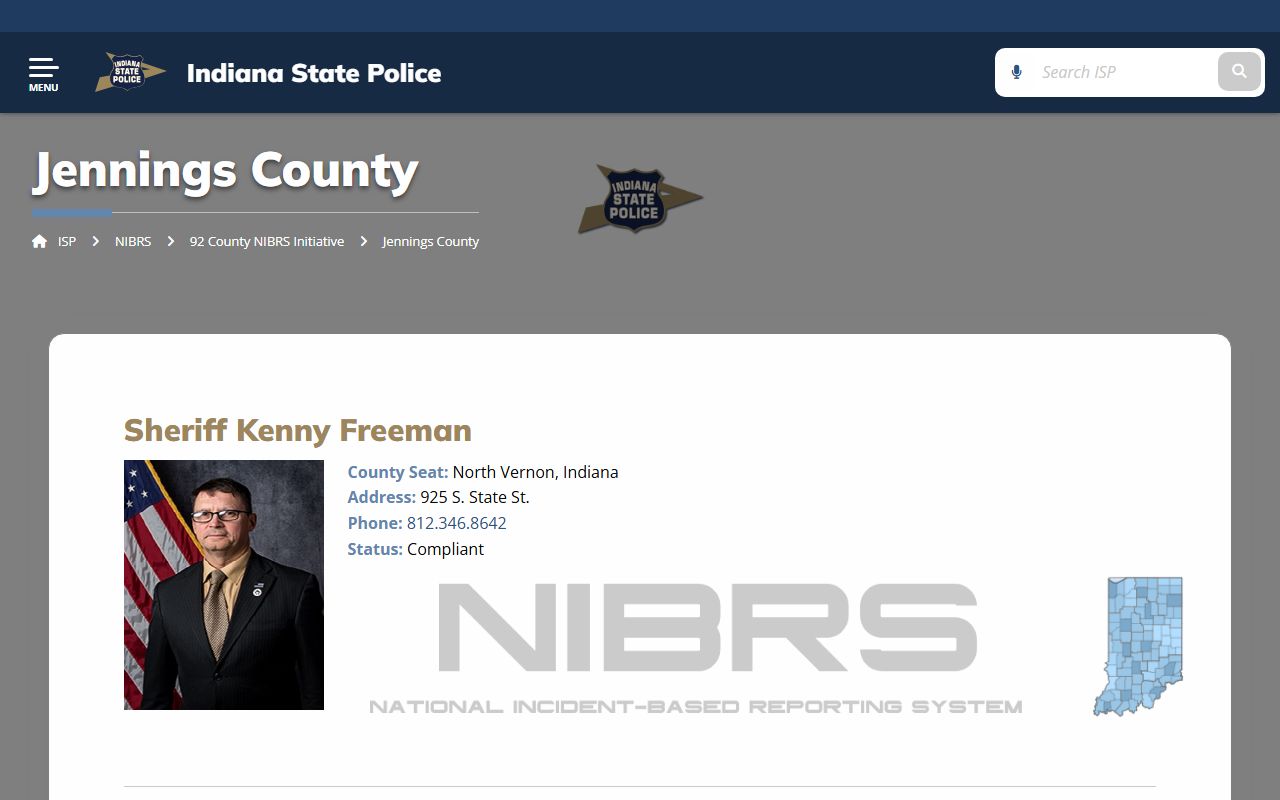 Jennings County warrant search sheriff contact from Indiana State Police